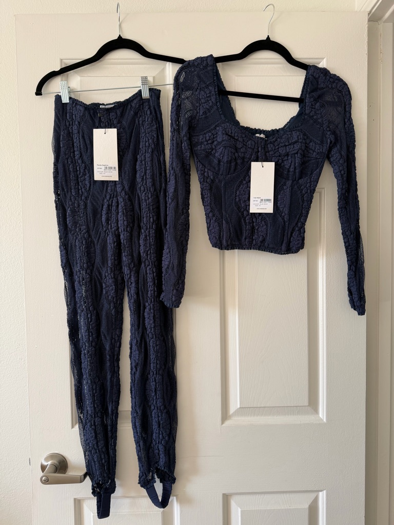 Charo Ruiz Navy Blue Top And Pants Set